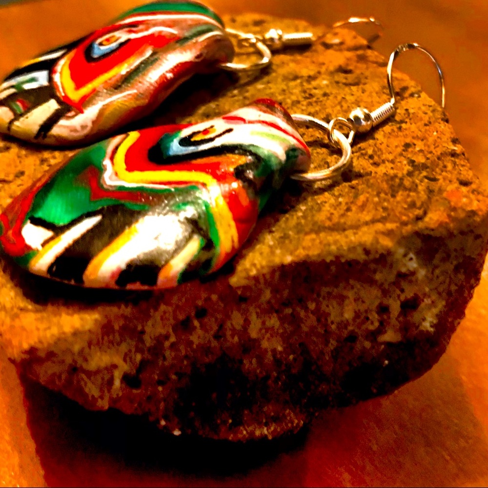 Urban abstract- hand painted earrings